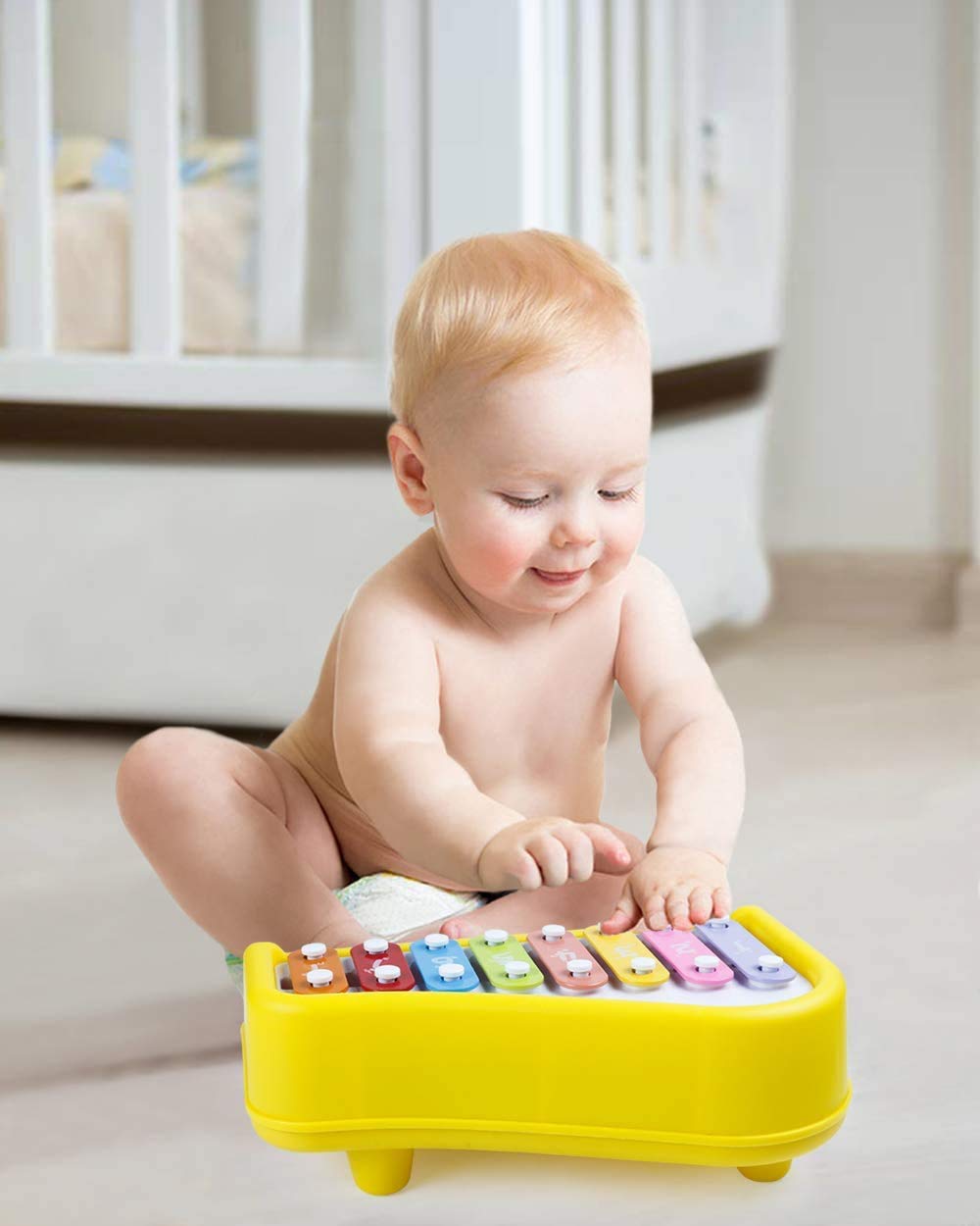 Goyal's Musical Big Size Multi Keys Xylophone and Piano, Non Toxic, Non-Battery for Kids & Toddlers, Plastic (8 Keys Red)