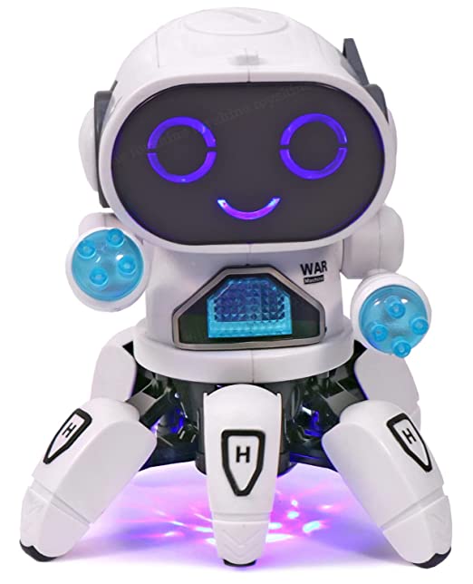 Goyal's Bot Robot Octopus Style | Colorful Lights and Music | All Direction Movement | Dancing Robot Toys for Kids | (White)