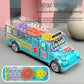 Goyal's Transparent Gear School Bus Concept Toys - 360° Rotating Vehicle, Moving Gear Simulation Technology Bus Sound and Colorful Lights for Kids 1 Year & Above (Gear School Bus)