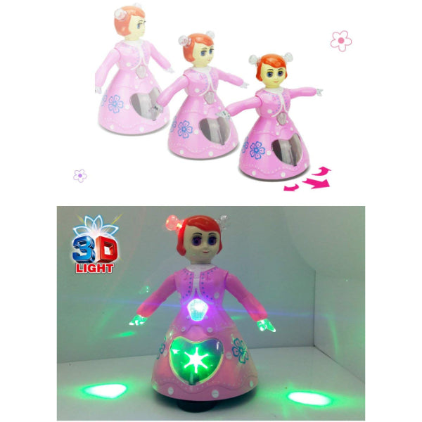 Goyal's Princess Dora Dancing Doll 360° Rotating with Music and 3D Flashing Lights (Pink)