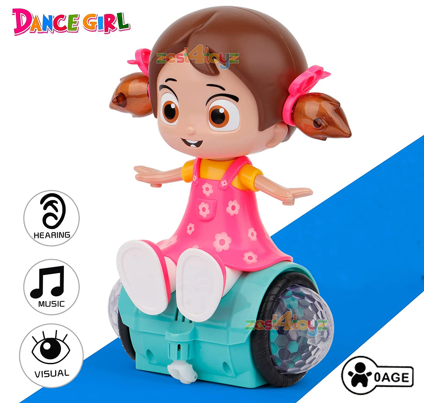 Goyal's 360 Degree Rotating Musical Dancing Girl Doll Toy with Attractive Multi Color Flashing Lights (Sit Girl)