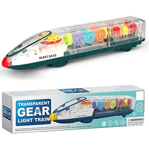 Goyal's Transparent Mechanical Bullet Gear Train Car Toy for Kids with Gear Technology 3D Light, Musical Sound & 360° Rotation (Gear Bullet Train)