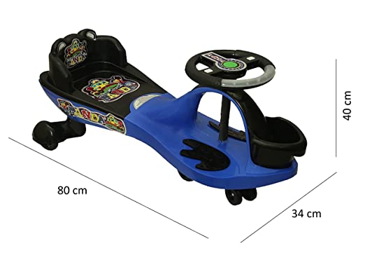 Goyal's Basket & Back Support Multi Designs Musical Free Wheel Swing and Twist Magic Car - Black & Blue