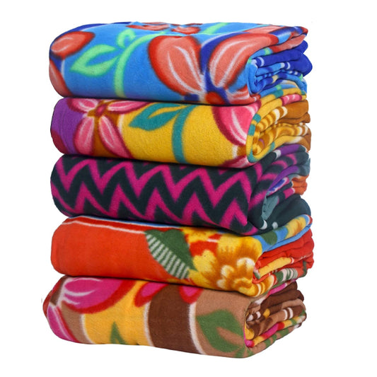 Goyal's Printed Fleece Double Bed All Season Blanket / Comforter / Dohar 250TC - Pack of 5 (87x85 Inch, Printed), Skin Friendly, MultiColoured