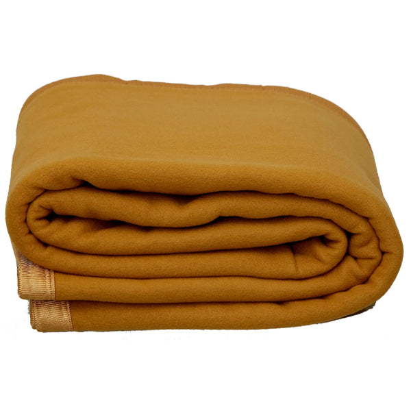 Goyal's ® Solid/Plain All Season Polar Fleece Single / Double Bed Blanket with Premium Satan Border (Camel)