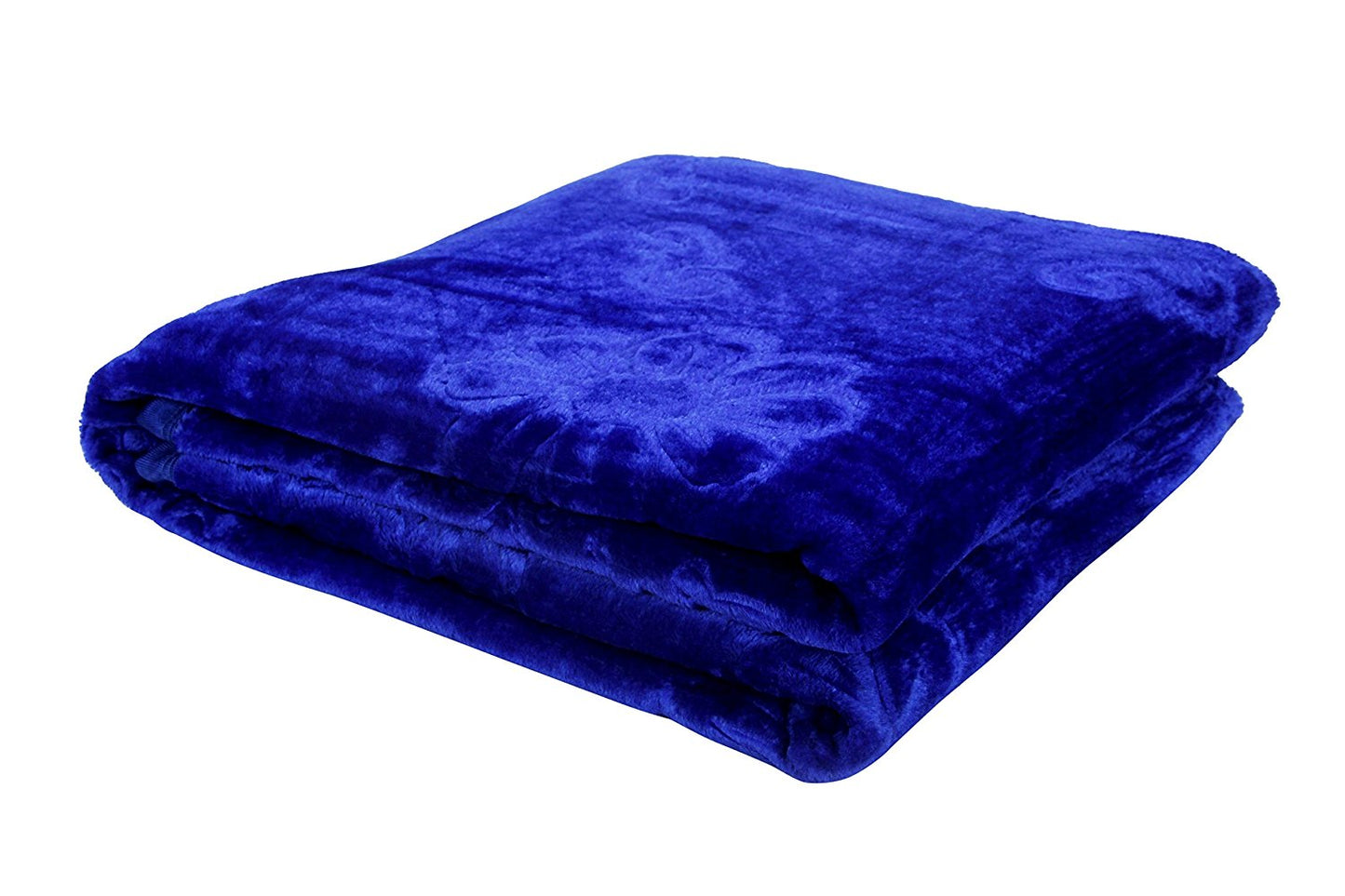 Goyal's Polyester Embossed Floral Printed 500TC Single Bed Mink Blanket 63 X 85 Inch - Blue, reversible