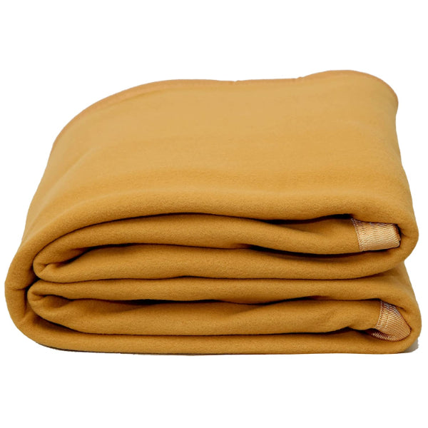 Goyal's ® Solid/Plain All Season Polar Fleece Single / Double Bed Blanket with Premium Satan Border (Camel)