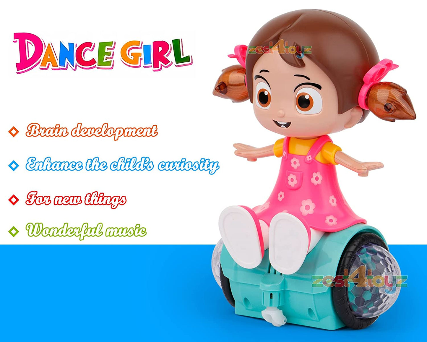 Goyal's 360 Degree Rotating Musical Dancing Girl Doll Toy with Attractive Multi Color Flashing Lights (Sit Girl)