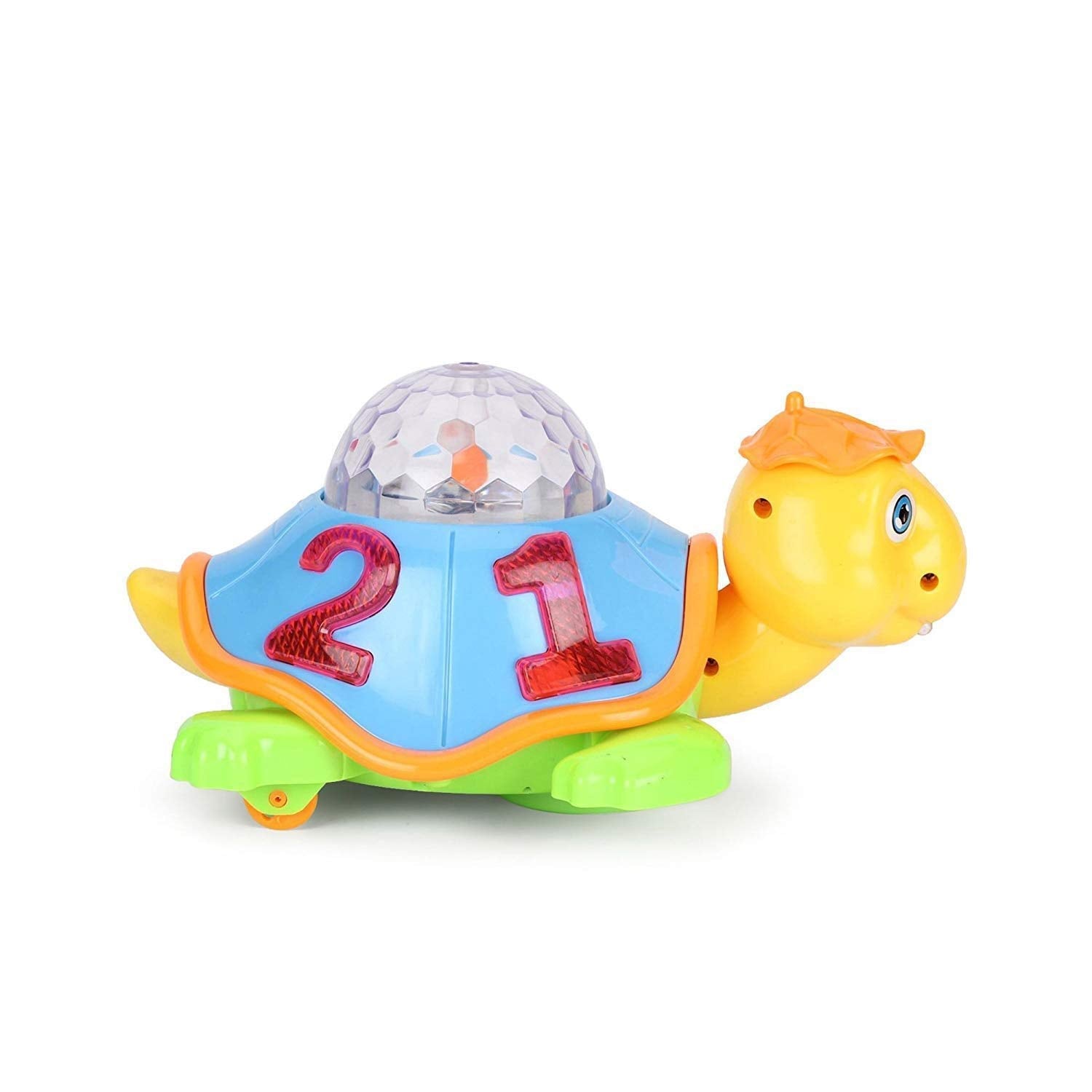 Goyal's Musical Bump and Go Tortoise Toy with 3D Flashing Light & Soun