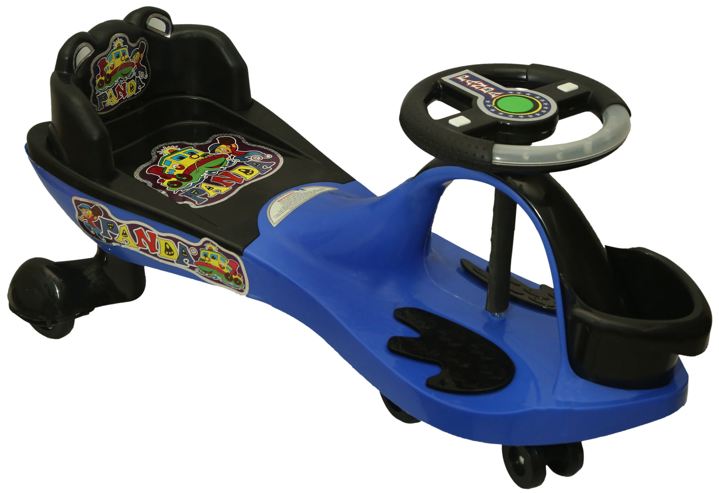 Goyal's Basket & Back Support Multi Designs Musical Free Wheel Swing and Twist Magic Car - Black & Blue