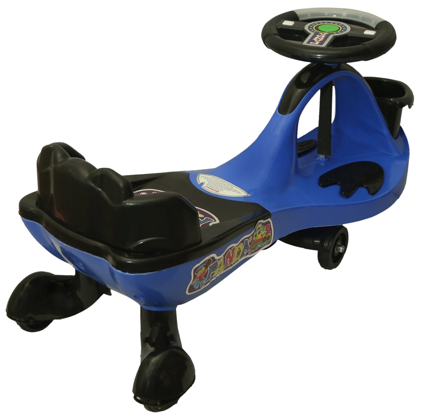 Goyal's Basket & Back Support Multi Designs Musical Free Wheel Swing and Twist Magic Car - Black & Blue