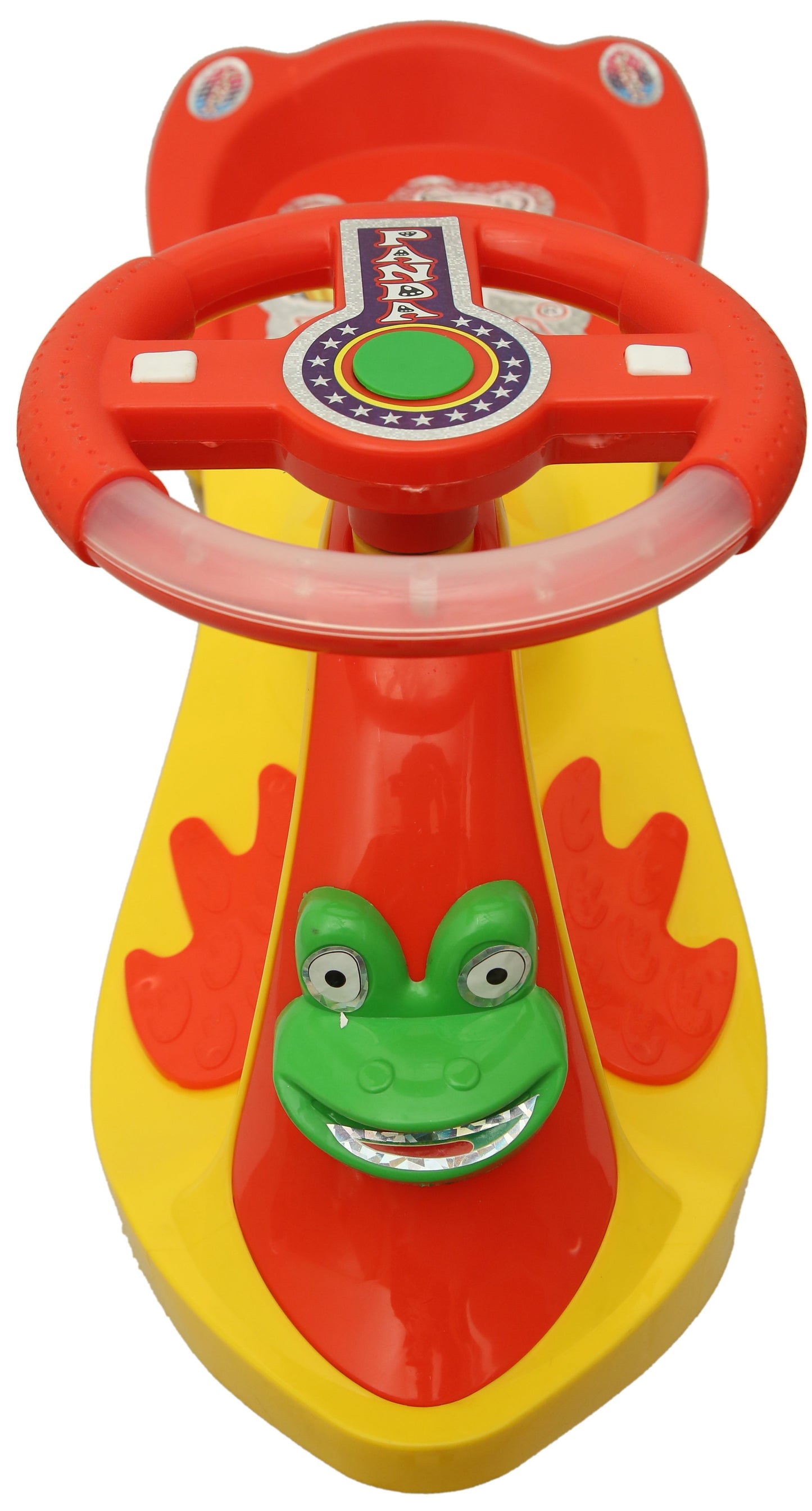 Goyal's Frog Face Design Musical Free Wheel Swing and Twist Magic Car - Yellow