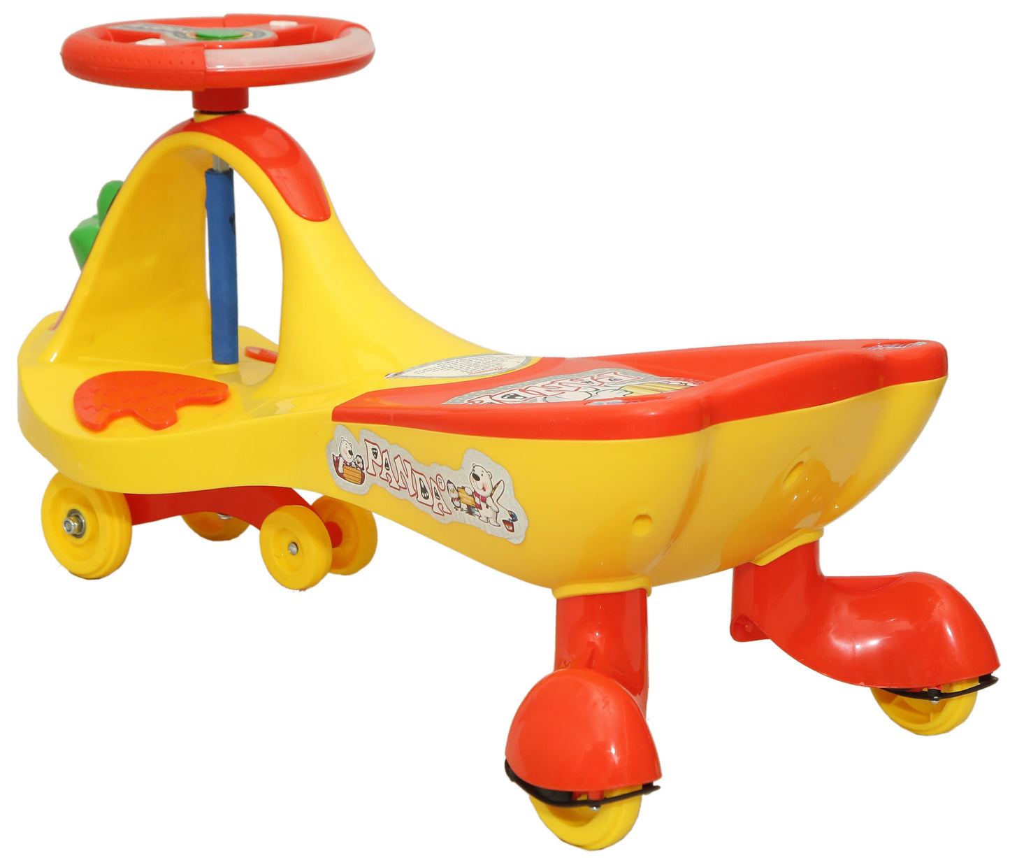 Goyal's Frog Face Design Musical Free Wheel Swing and Twist Magic Car - Yellow