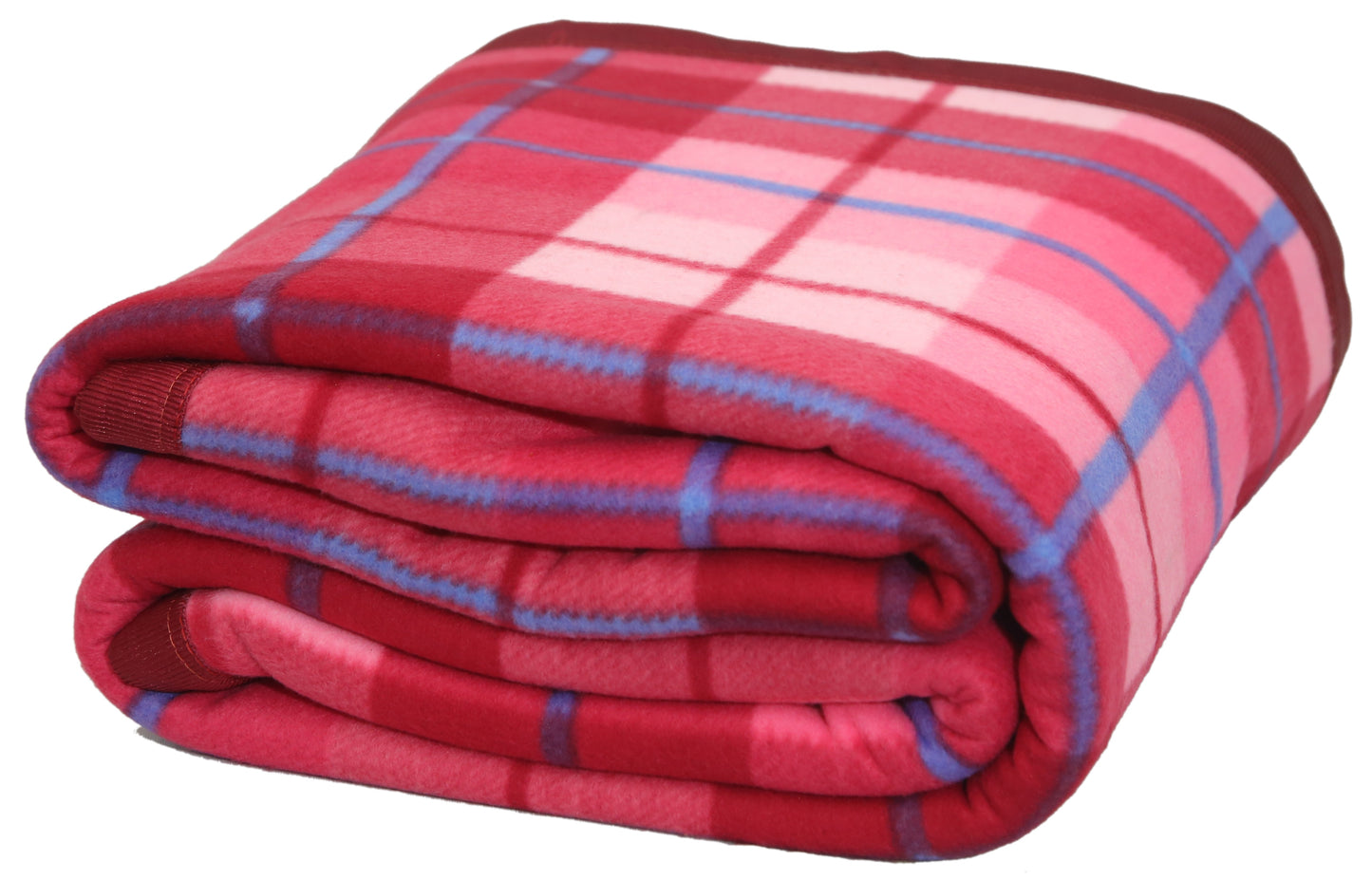 Goyal's Checker Polar Fleece All Season Blanket Single Bed With Satan Border, 60x90 Inches - Pink