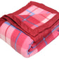 Goyal's Checker Polar Fleece All Season Blanket Double Bed With Satan Border, 90x90 Inches - Pink