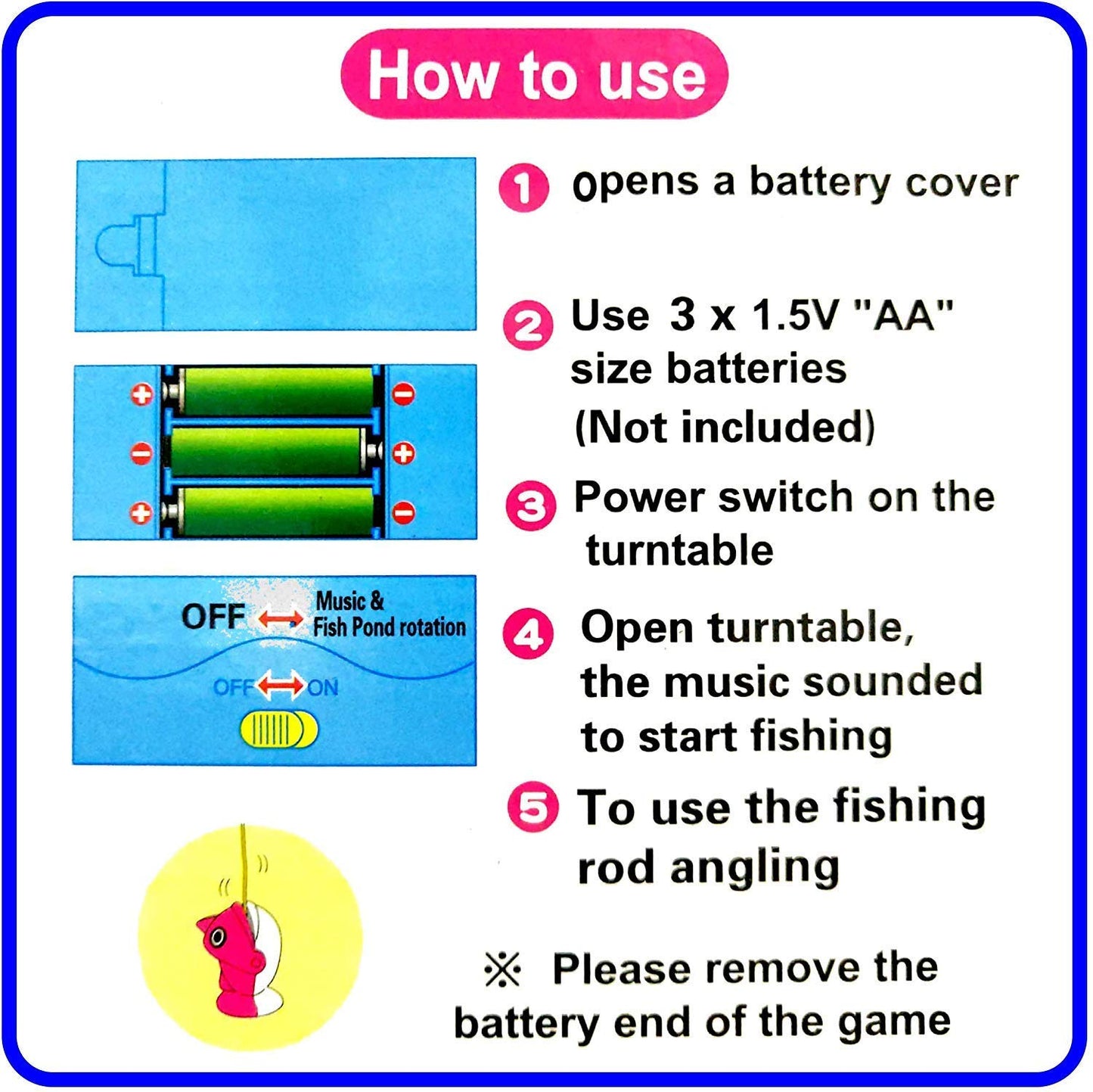 Goyal's Fishing Fish-Catching Game with 26 Piece Fishes, 2 Rotary Ponds and 4 Pods with Music and Light Function (Blue)