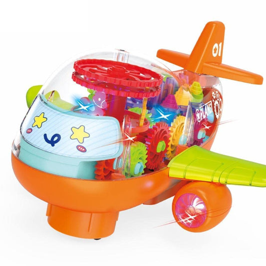 Goyal's Transparent Big Size Helicopter Airplane Toy for Kids with Gear Technology 3D Light, Musical Sound & 360° Rotation