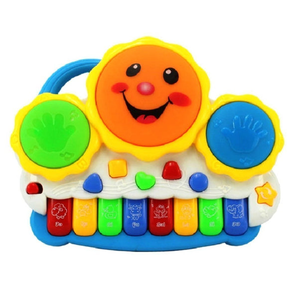 Goyal's Baby Smiles Drum Keyboard Musical Plastic Toys with Flashing Lights - Animal Sounds and Songs, Multi Color for Kids