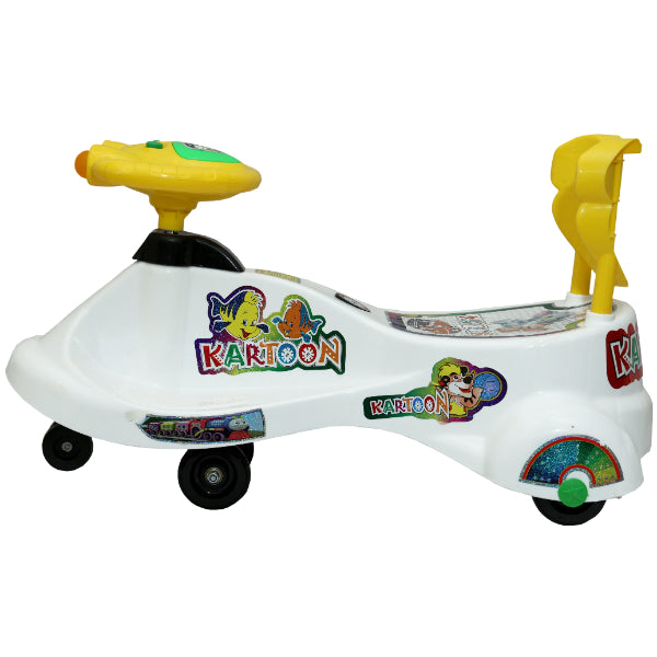 Goyal's  Kartoon Face Musical Free Wheel Swing and Twist Magic Car With Back Support