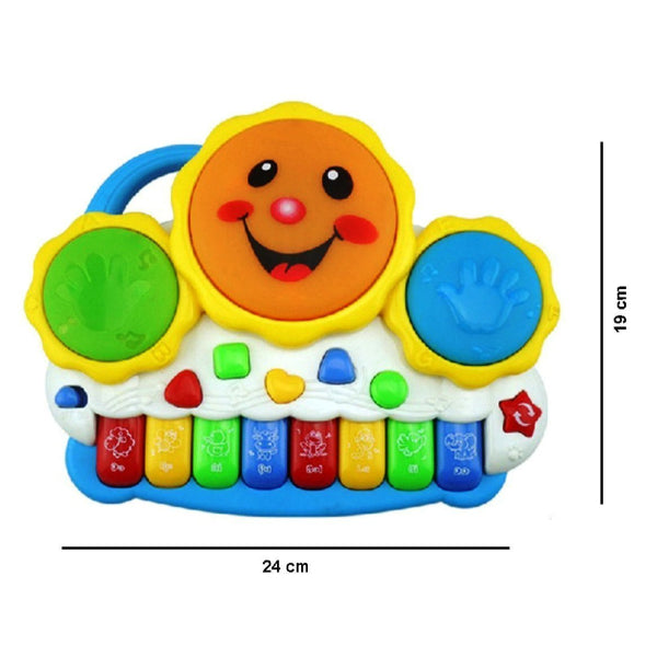 Goyal's Baby Smiles Drum Keyboard Musical Plastic Toys with Flashing Lights - Animal Sounds and Songs, Multi Color for Kids