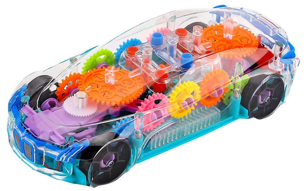 Goyal's Transparent Multicolor Gear Toys, 3D Concept Toys - 360° Rotating Vehicle, Moving Gear Simulation Technology Plane Sound and Colorful Lights for Kids 1 Year & Above