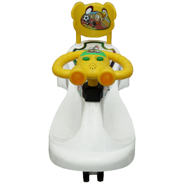 Goyal's  Kartoon Face Musical Free Wheel Swing and Twist Magic Car With Back Support