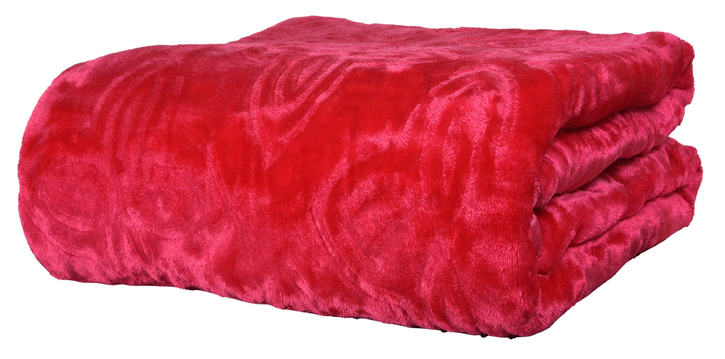 Goyal's Polyester Embossed Floral Printed 500TC Single Bed Mink Blanket 63 X 85 Inch - Pink, reversible