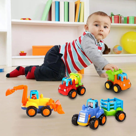 Goyal's Unbreakable Friction Cars, Construction Vehicle Toys(Trolley, Tractor, Bull Dozer, Dump Truck, Cement Mixer) for Boy Girl Toddlers, Ideal Gift for Baby Kid, Infants- Set of 5 Pcs