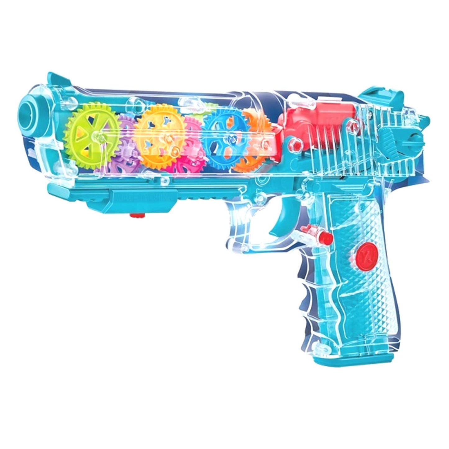 Goyal's Transparent Gear Electric Gun 3D Concept Toys - Gear Simulation Mechanical Gun with Fire Sound and Flashing Lights for Kids 1 Year & Above (Gear Gun Large)