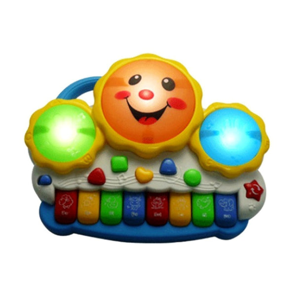 Goyal's Baby Smiles Drum Keyboard Musical Plastic Toys with Flashing Lights - Animal Sounds and Songs, Multi Color for Kids