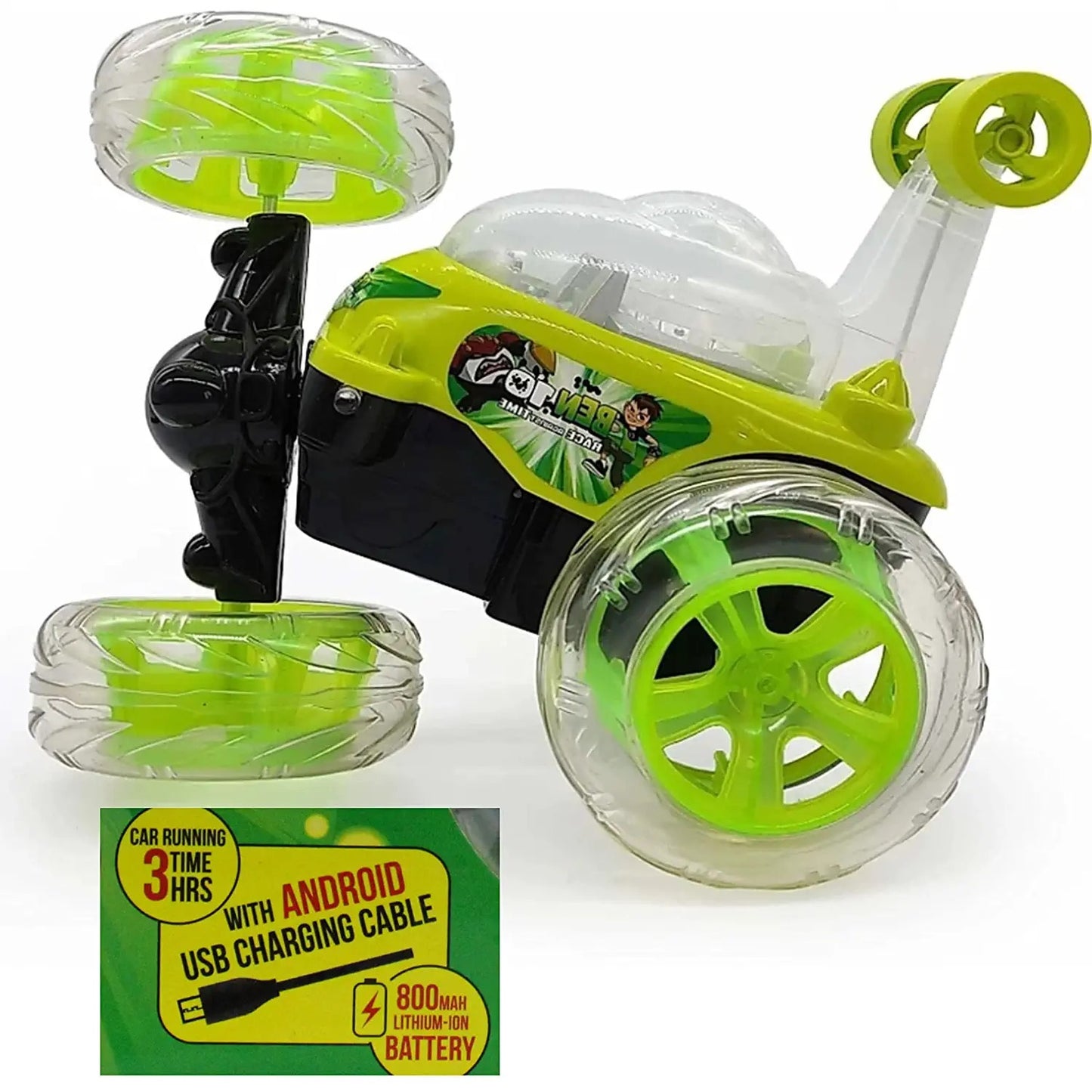 Goyal's Remote Control Rechargable Acrobatic 360 Degree Twisting Stunt Car with Music & Lights and Charger for Kids