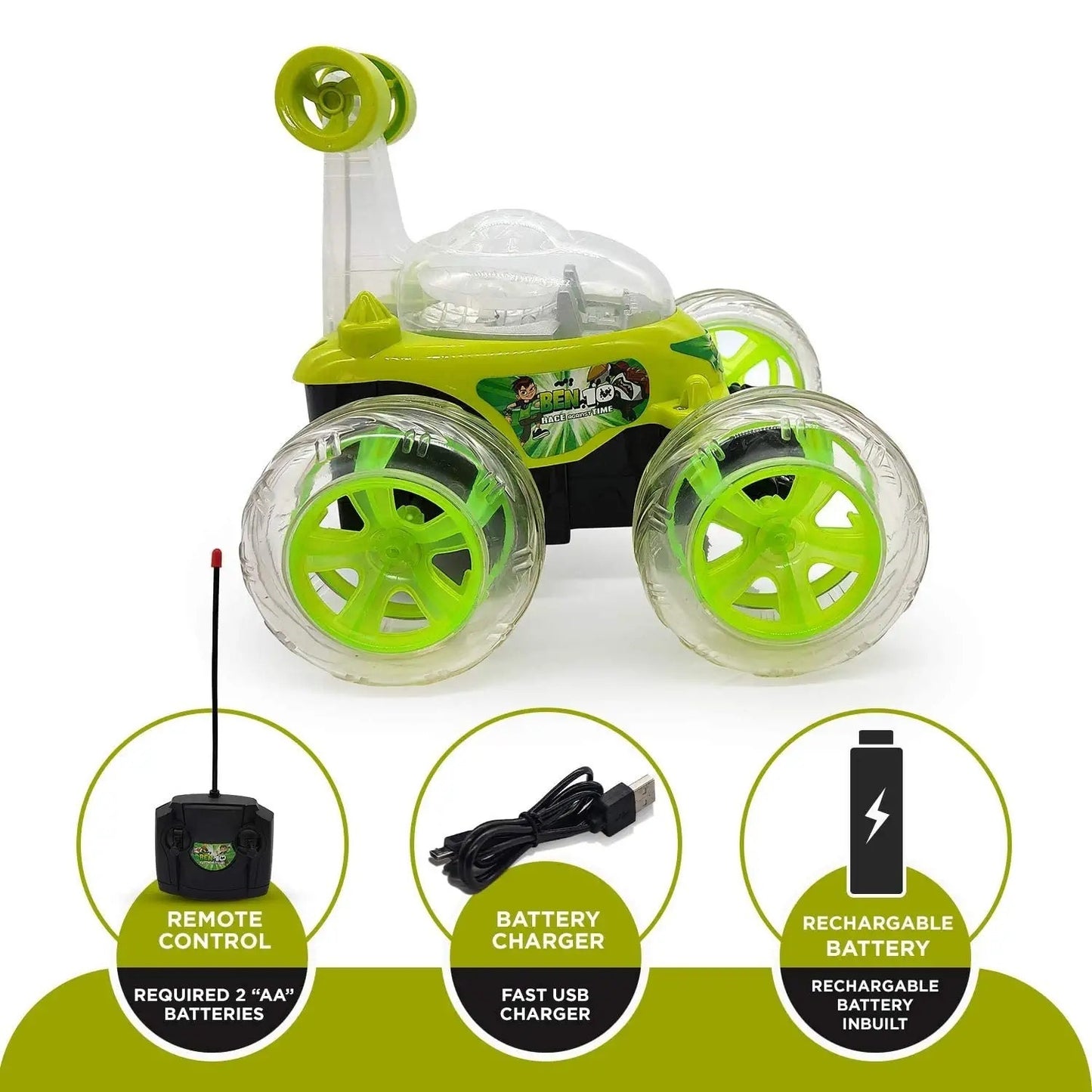 Goyal's Remote Control Rechargable Acrobatic 360 Degree Twisting Stunt Car with Music & Lights and Charger for Kids