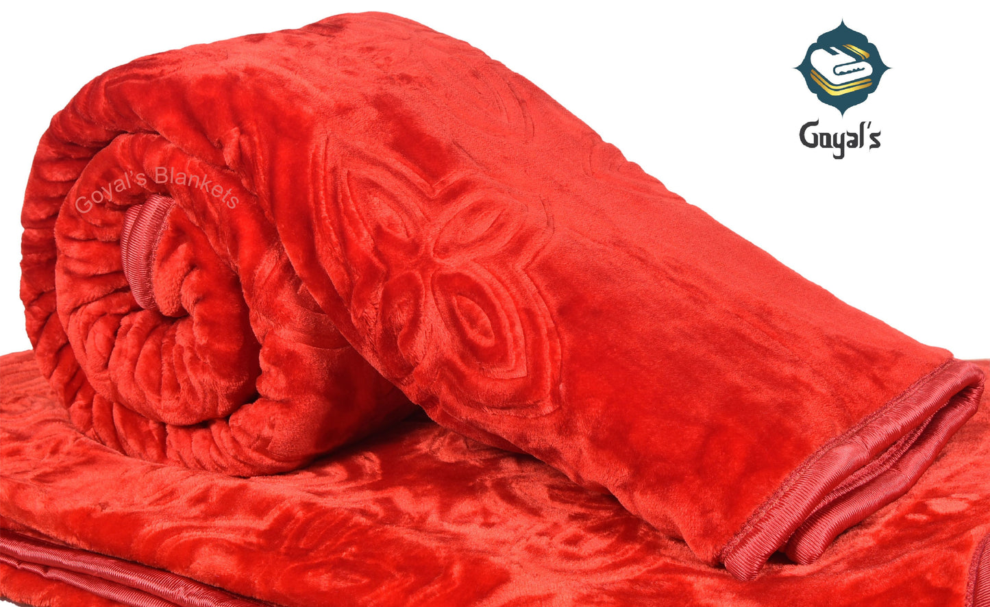 Goyal's Polyester Embossed Floral Printed 500TC Single Bed Mink Blanket 63 X 85 Inch - Red, reversible