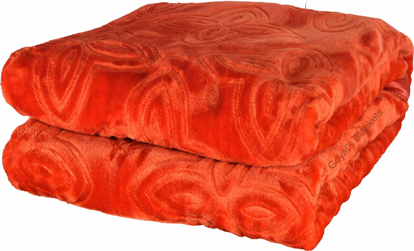 Goyal's Polyester Embossed Floral Printed 500TC Double Bed Mink Blanket 87 X 85 Inch - Rust, reversible