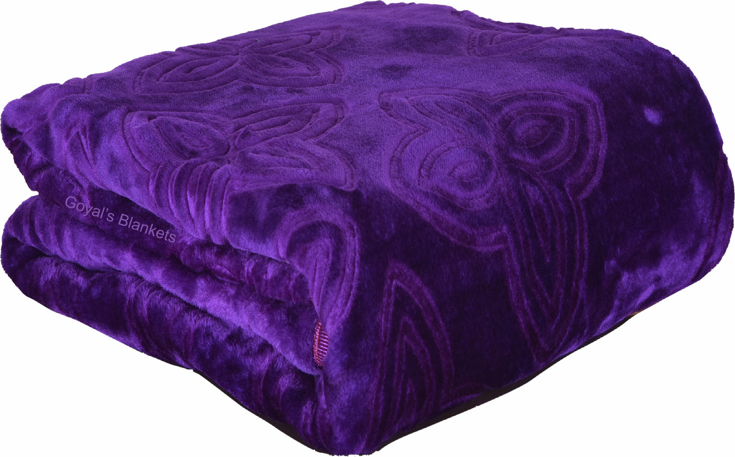 Goyal's Polyester Embossed Floral Printed 500TC Double Bed Mink Blanket 87 X 85 Inch Set of 2 - Purple and Maroon