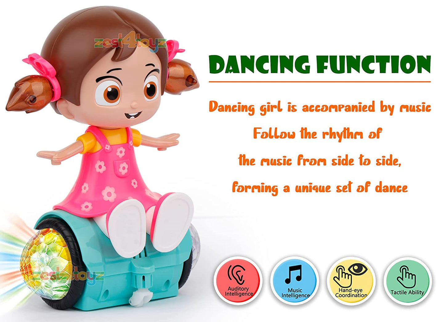 Goyal's 360 Degree Rotating Musical Dancing Girl Doll Toy with Attractive Multi Color Flashing Lights (Sit Girl)